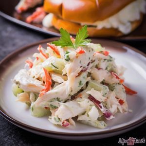 A creamy and refreshing seafood salad with imitation crab, celery, and a tangy dill dressing, perfect for summer gatherings or light lunches.
