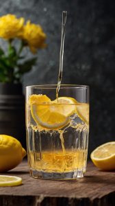 A natural detox drink with lemon, ginger, and turmeric to boost metabolism and aid weight loss